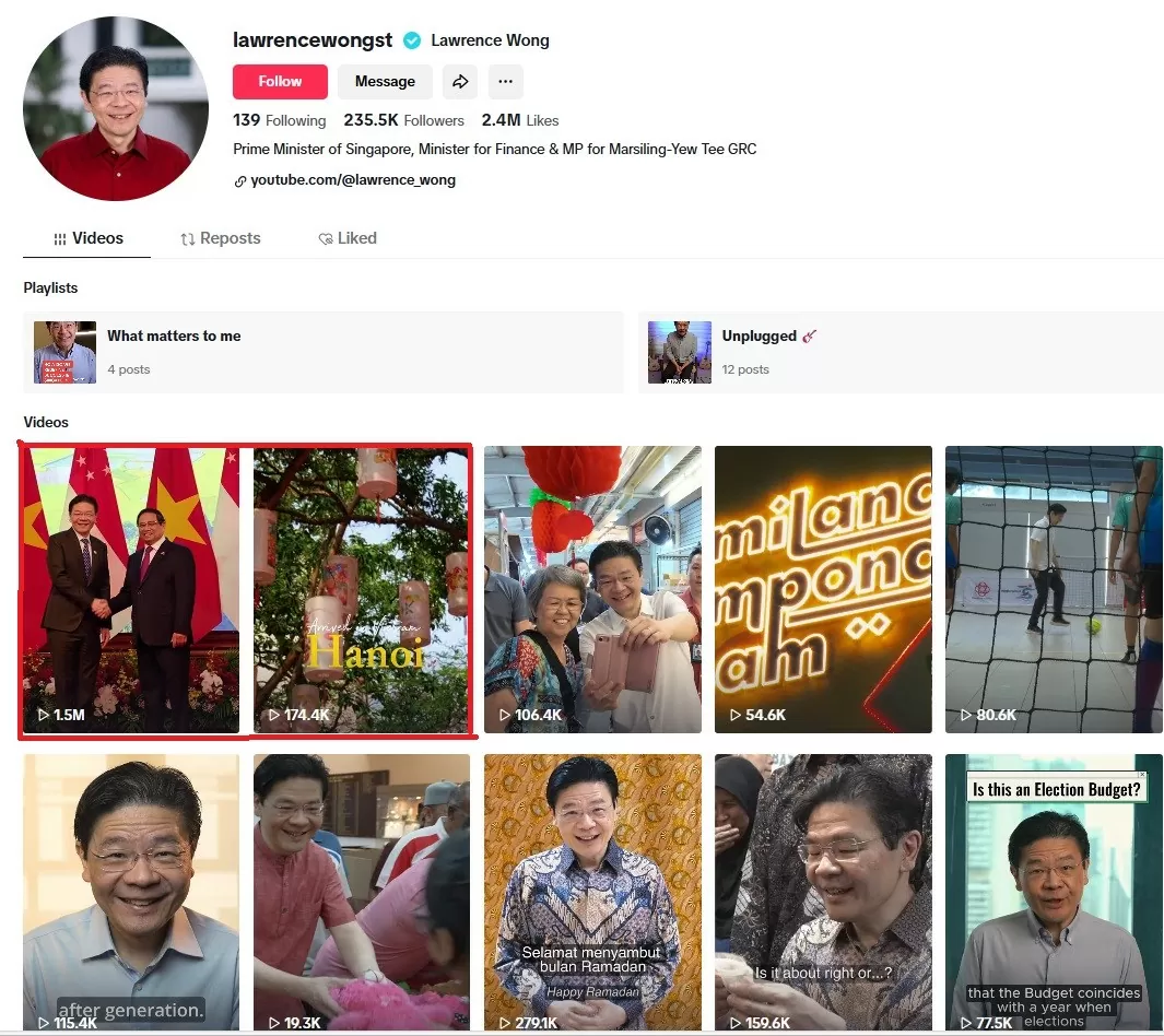 Thủ tướng Singapore ‘bắt trend’ làm video tiktok về chuyến thăm Việt Nam