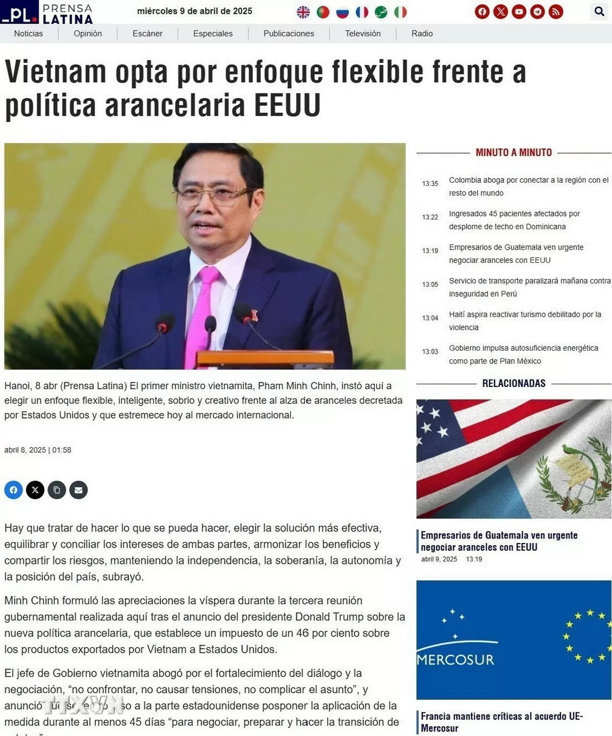 Thuế quan của Mỹ: Truyền thông Mỹ Latinh đánh giá Việt Nam phản ứng linh hoạt