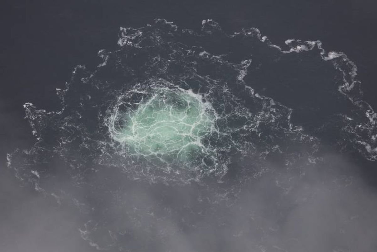 Rò rí khí đốt trên Biển Baltic sau vụ nổ Nord Stream, ngày 27.9.2022. Ảnh: Cảnh sát biển Thụy Điển