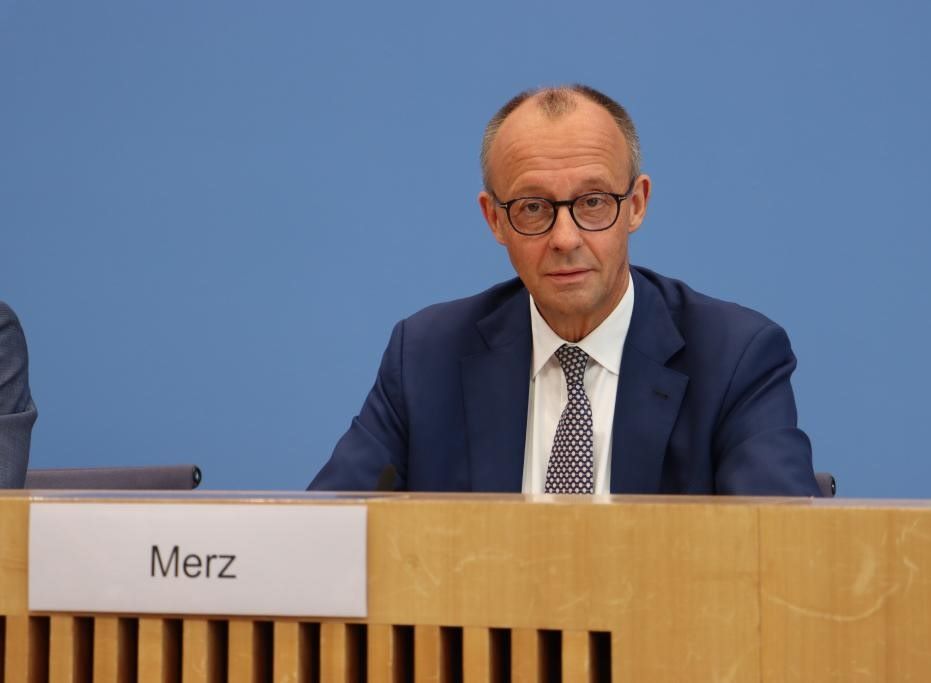 Thủ tướng Đức Friedrich Merz trong cuộc họp báo ngày 18.7.2025 tại Berlin. Ảnh: Xinhua