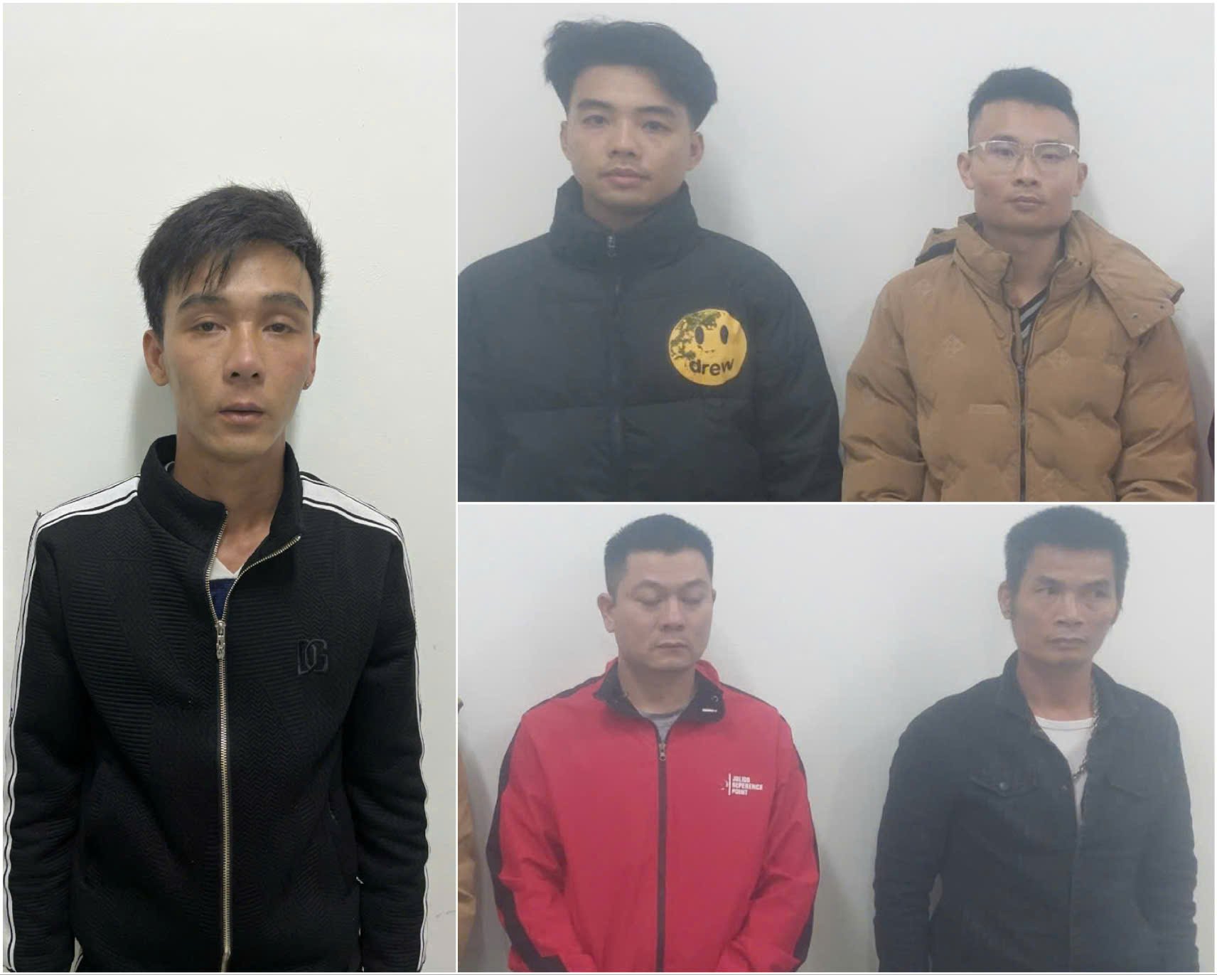 Các đối tượng gây rối bị Công an Nghệ An tạm giữ. Ảnh: Ngọc Anh