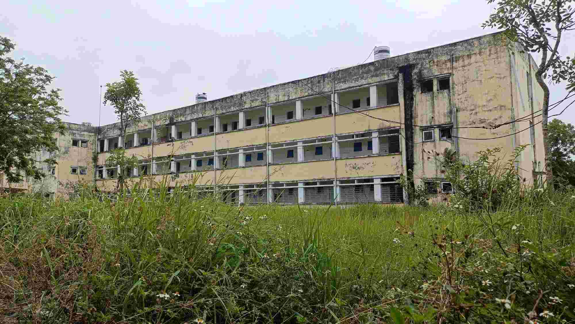 Khung cảnh tiêu điều phía sau khu nhà điều trị bệnh viện Phổi Hải Phòng. Ảnh: Mai Dung