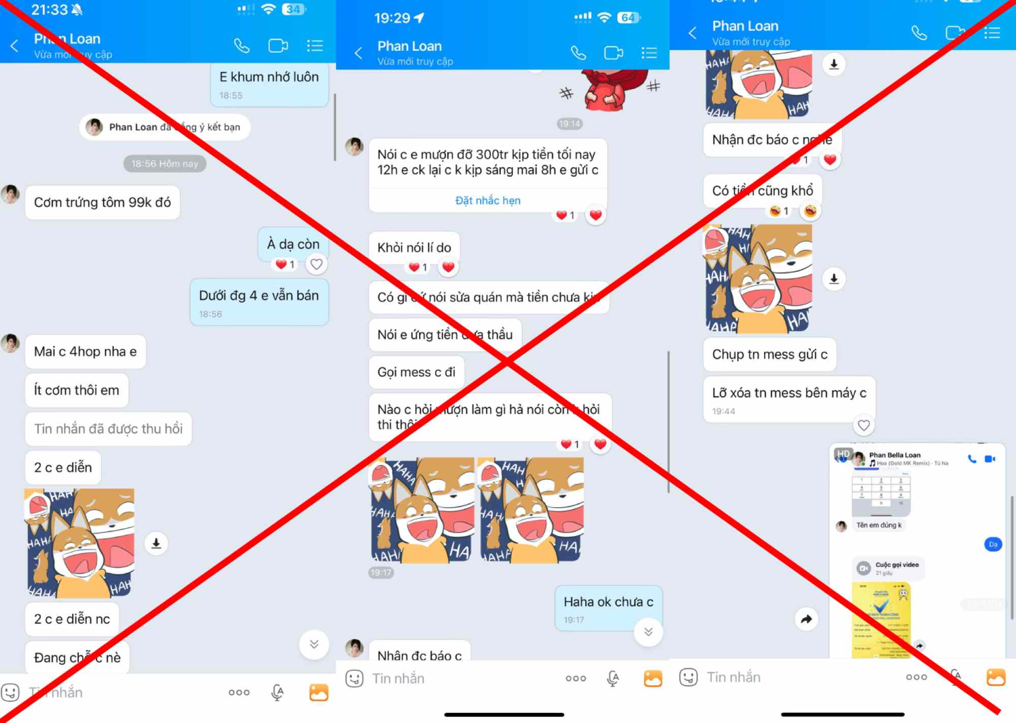 Đối tượng lừa đảo thao túng tâm lý chị Hoài. Ảnh: Nhân vật cung cấp