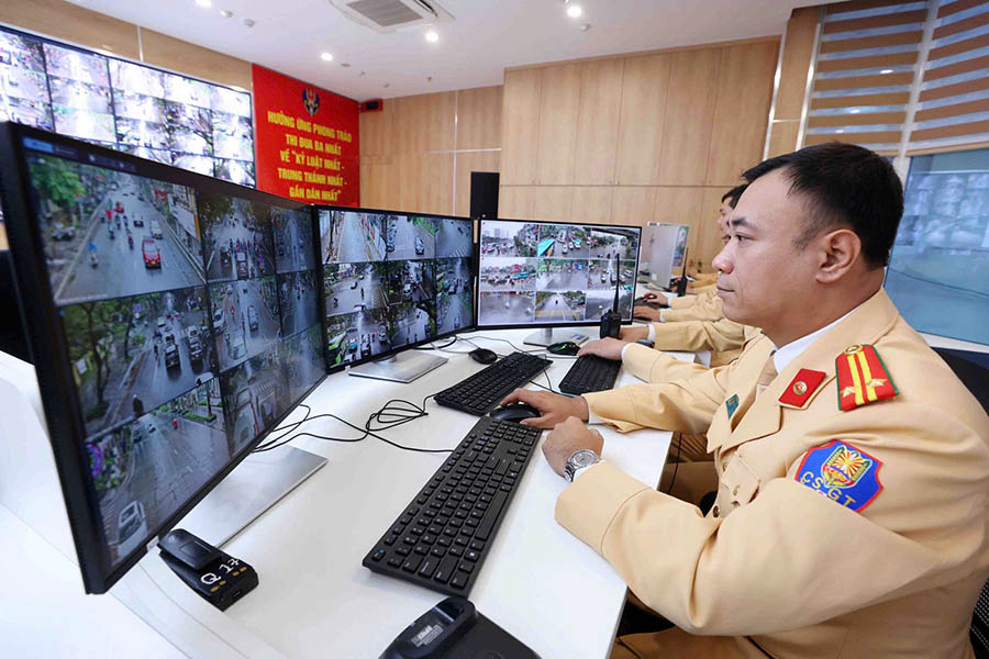 Trung tâm điều khiển giao thông - Phòng CSGT, Công an TP Hà Nội. Ảnh: Thế Kỷ