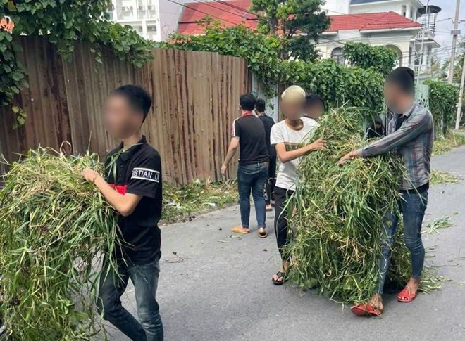 Thanh thiếu niên “đi bão” gây ồn ào, Công an phường Thủ Dầu Một đưa đi dọn rác