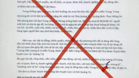 Giả mạo 'thư kêu gọi' quyên góp ủng hộ đồng bào miền Trung thiệt hại do mưa lũ