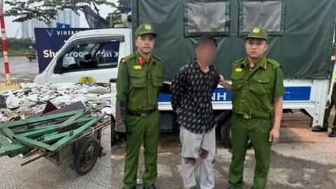 Công an Hà Nội bắt đối tượng dương tính ma túy trộm cắp sắt tại công trường
