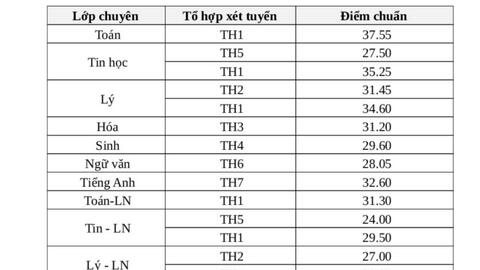 Điểm chuẩn lớp 10 Trường Phổ thông Năng khiếu cao nhất 37,55 điểm