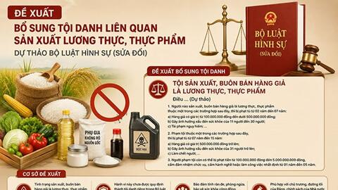 Đề xuất phạt tới 12 năm tù tội liên quan đến sản xuất lương thực, thực phẩm