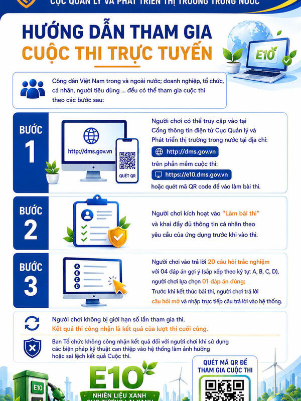Cuộc thi tìm hiểu về xăng sinh học E10 bắt đầu từ 10h ngày 25/5