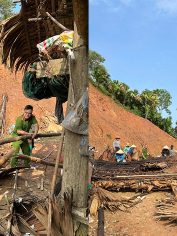 Công an xã ở Lào Cai thông đường, giúp dân di chuyển tài sản sau mưa lớn
