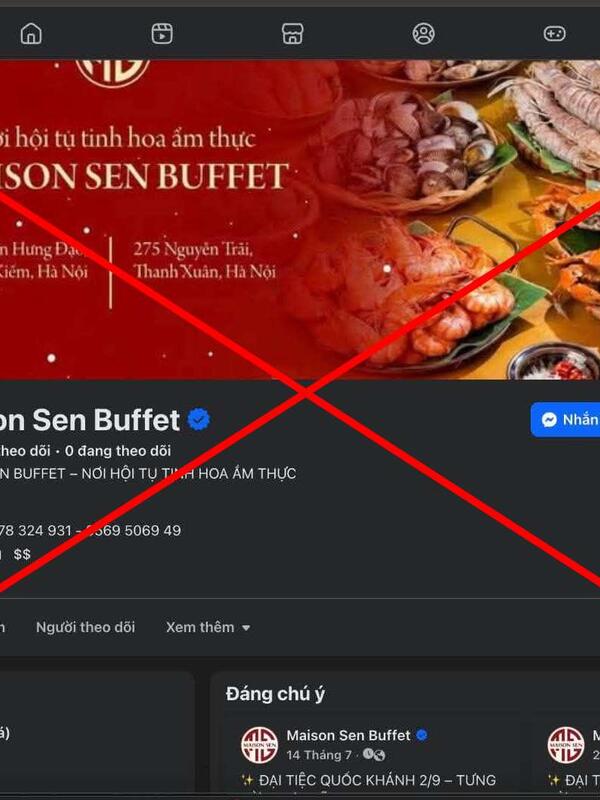 Mất 5 triệu đồng vì tin fanpage giả mạo Maison Sen Buffet có tích xanh