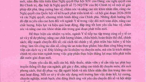 Bộ trưởng Bộ Y tế gửi thư đến cán bộ ngành y nhân kỉ niệm Ngày Thầy thuốc Việt Nam