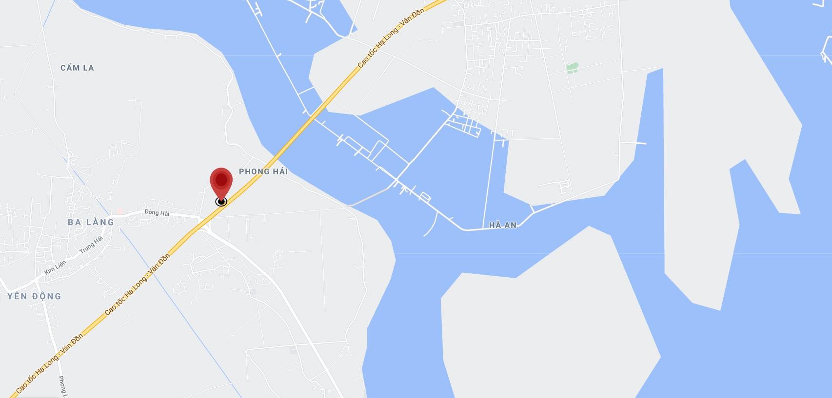 Vụ án mạng xảy ra tại phường Phong Hải, thị xã Quảng Yên (chấm đỏ). Ảnh: Google Maps.