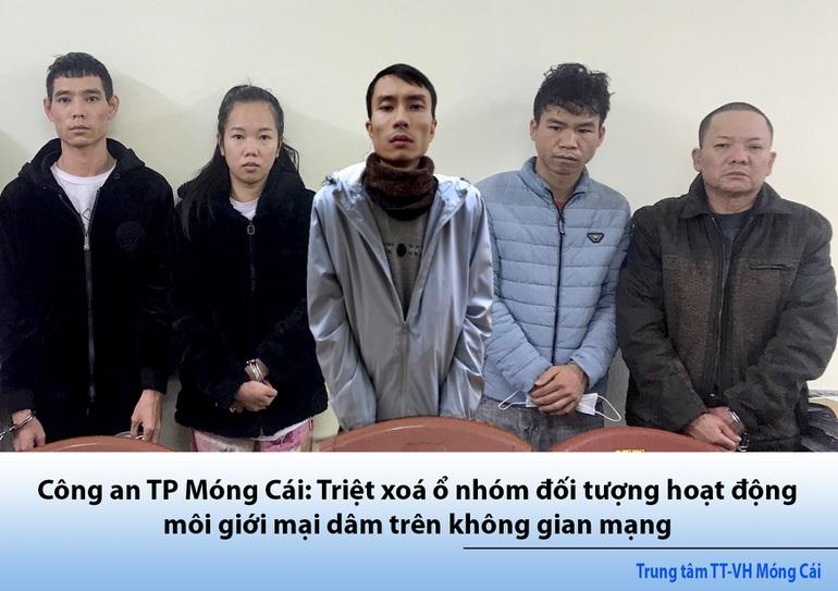 triet xoa duong day moi gioi mai dam o quang ninh thu doan tinh vi cua cac tu ong tu ba dspl 2 Các đối tượng bị công an bắt giữ. Ảnh: Dân Trí.