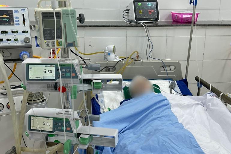 Hình ảnh bà Đ. được điều trị tại bệnh viện Trung ương Thái Nguyên. (Ảnh: Dân trí)