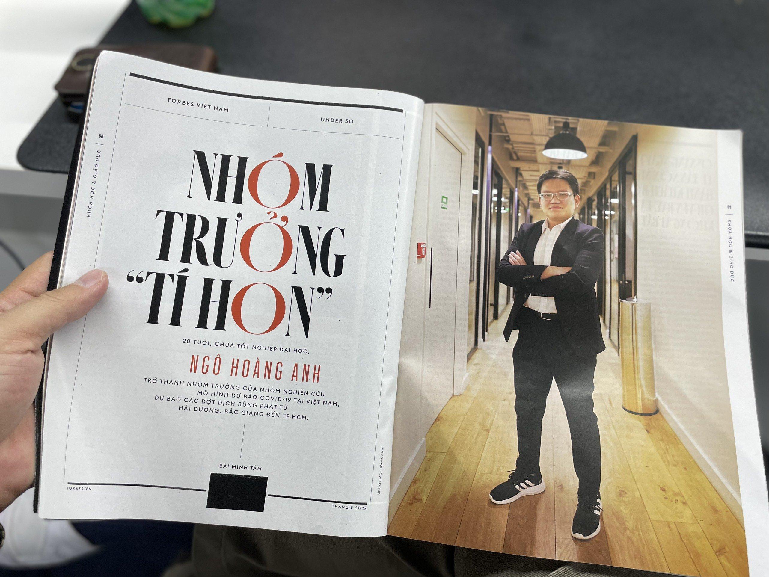 Ngô Hoàng Anh là người trẻ nhất lọt vào danh sách Under 30 năm 2022 của Forbes Việt Nam.