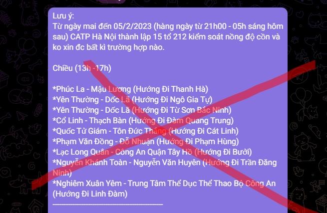 Thông tin 'tổ chuyên đề 212' đang lan truyền trên mạng xã hội là không chính xác