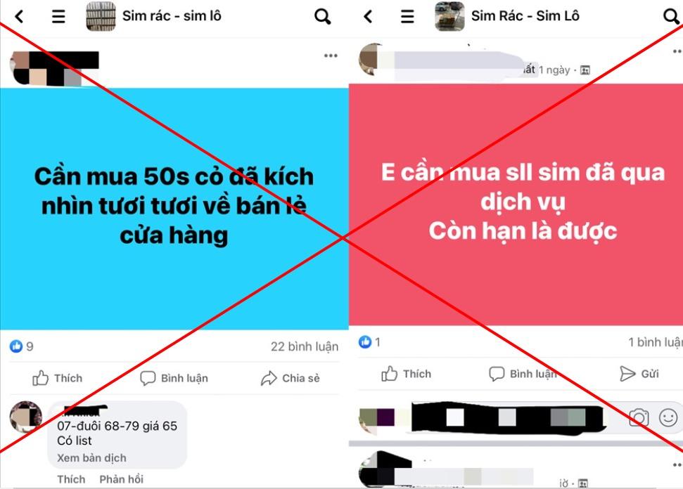 Tràn lan bán sim rác trên mạng xã hội. Ảnh chụp màn hình