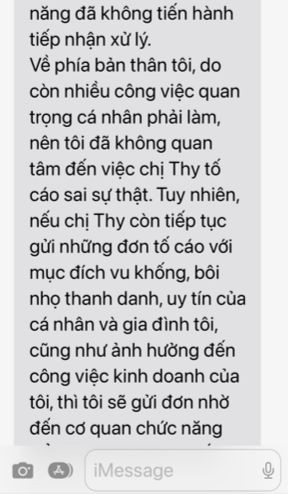 Tin nhắn của người bị tố cáo gửi phóng viên Báo PLVN. ảnh 1