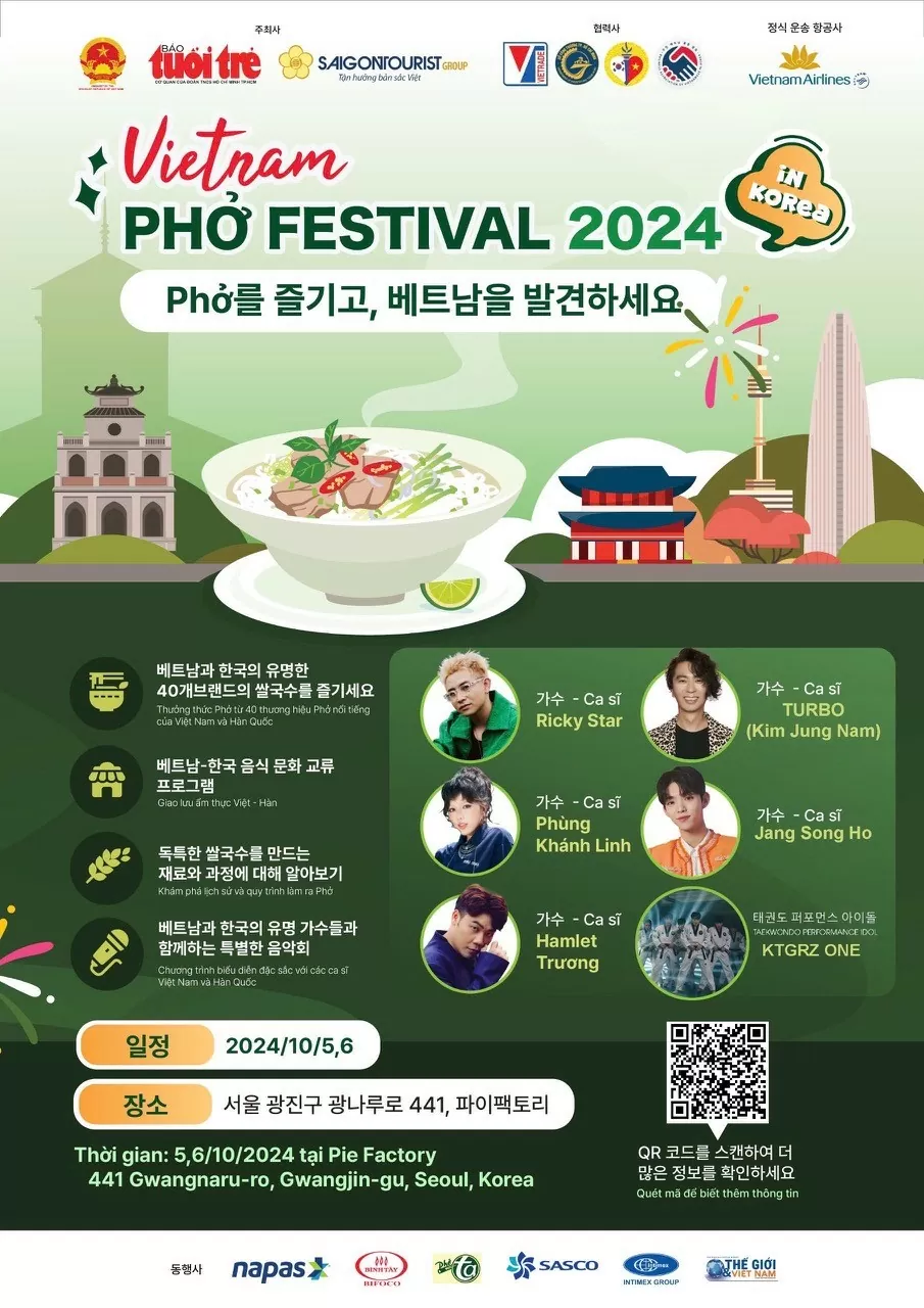 Lễ hội Phở Việt Nam 2024 sẽ diễn ra từ 4-8/10 tại thủ đô Seoul, Hàn Quốc Lễ hội Phở Việt Nam 2024 sẽ diễn ra từ 4-8/10 tại thủ đô Seoul, Hàn Quốc