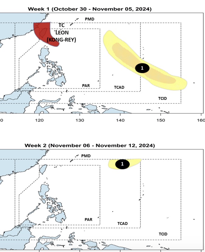 Áp thấp mới dự kiến hình thành ngay sau bão Kong-rey. Ảnh: PAGASA