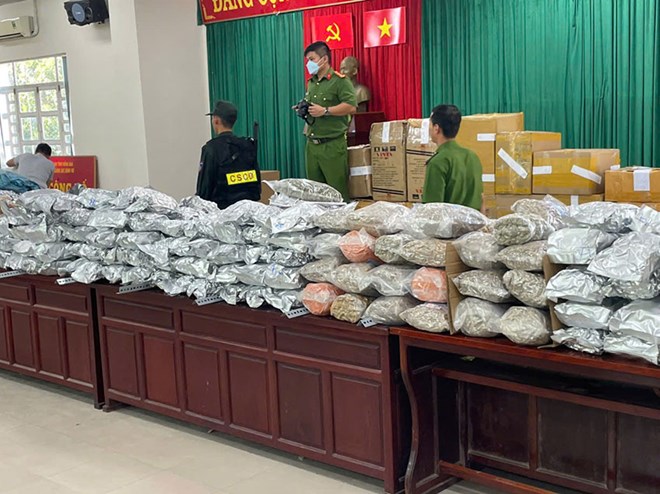 Triệt phá đường dây vận chuyển cần sa bằng bao tải