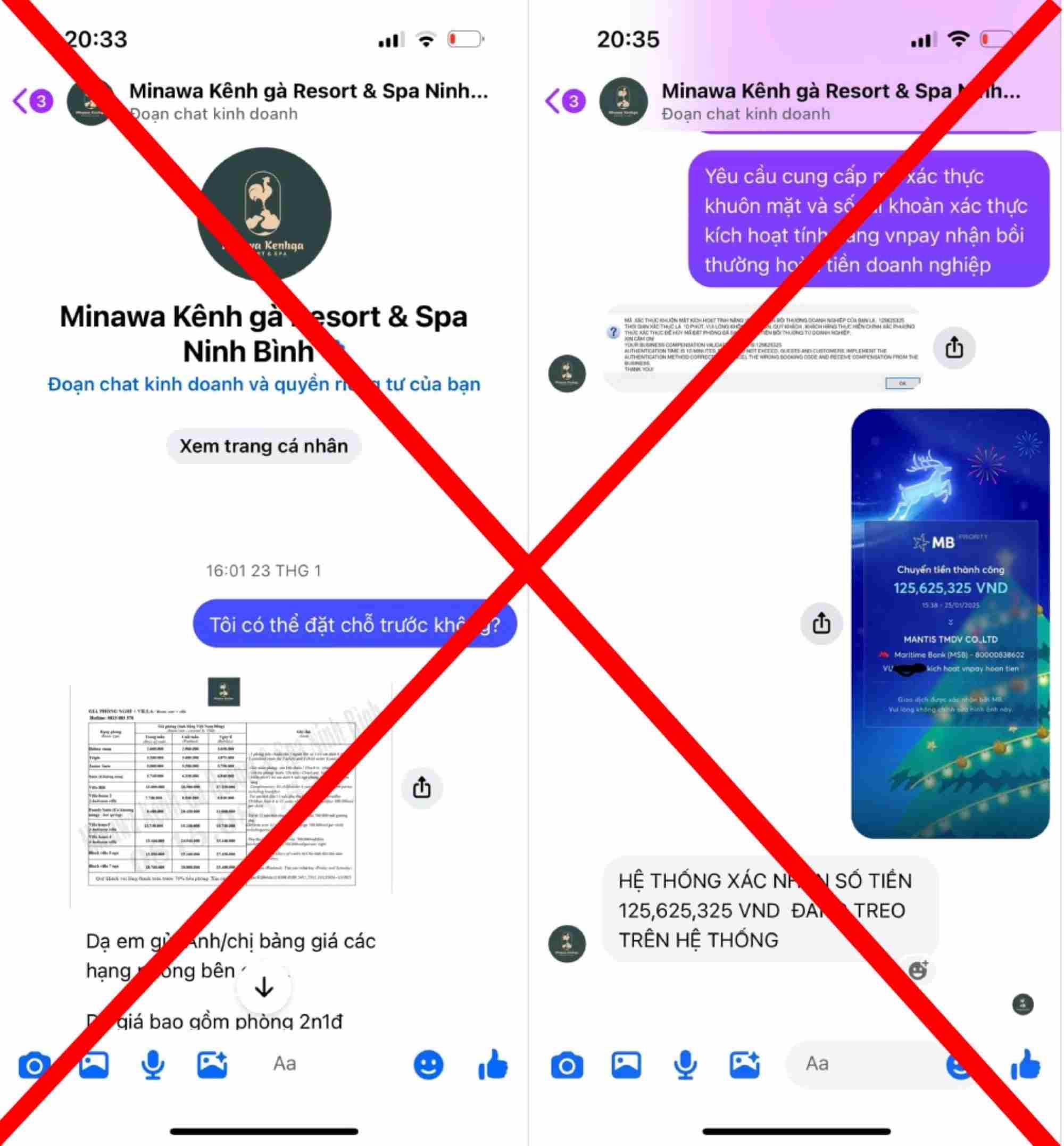 Khách hàng bị lừa đảo bởi fanpage có tích xanh Facebook.  Ảnh: Nhân vật cung cấp