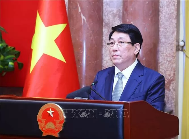 Chủ tịch nước Lương Cường chúc mừng ngành Y tế nhân kỷ niệm 70 năm Ngày Thầy thuốc Việt Nam. Ảnh: Lâm Khánh/TTXVN