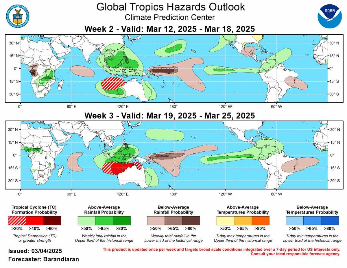 Dự báo bão, thời tiết toàn cầu. Ảnh: NOAA