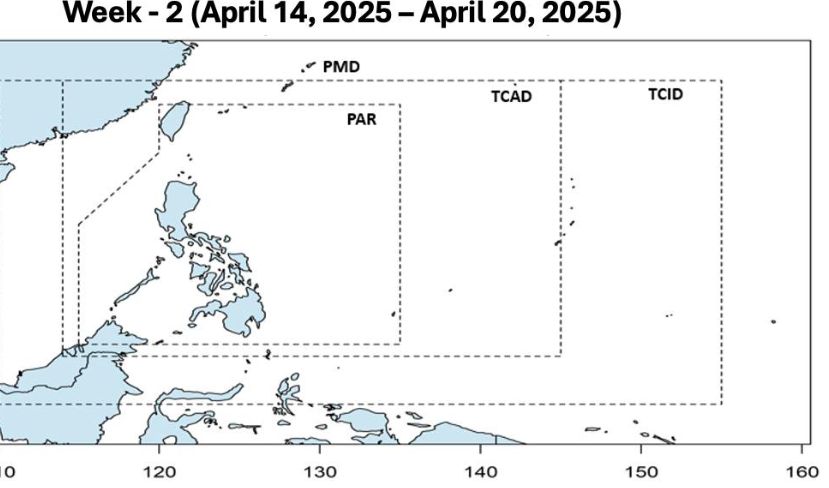 Dự báo không có cơn bão/áp thấp nào trong hai tuần từ. Ảnh: PAGASA