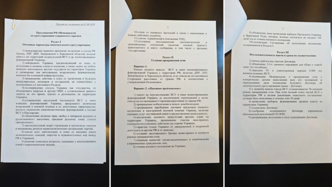 Bản ghi nhớ hòa bình Nga trao cho Ukraina. Ảnh: RT