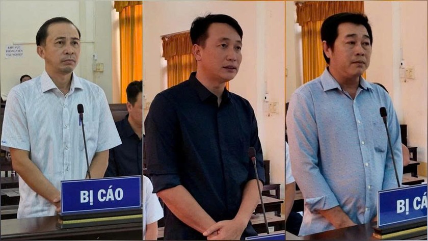 Cáo bị cáo Hà Việt Hùng, Võ Duy Phong và Phù Chí Hoà (từ trái sang)