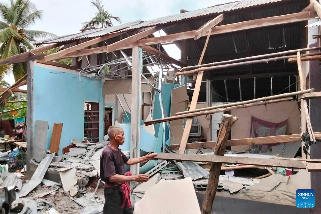 Một ngôi nhà bị hư hại ở tỉnh Ubon Ratchathani, Thái Lan ngày 25.7.2025. Ảnh: Xinhua