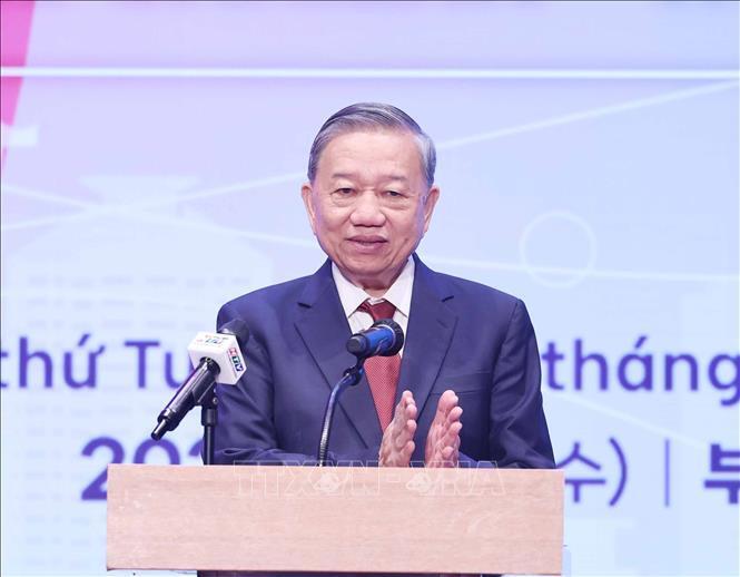 Tổng Bí thư Tô Lâm phát biểu tại buổi lễ. Ảnh: Thống Nhất/TTXVN