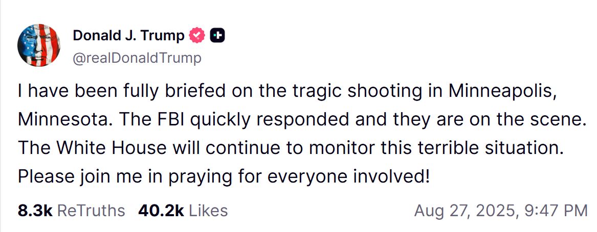 Tổng thống Mỹ Donald Trump viết trên Truth Social
