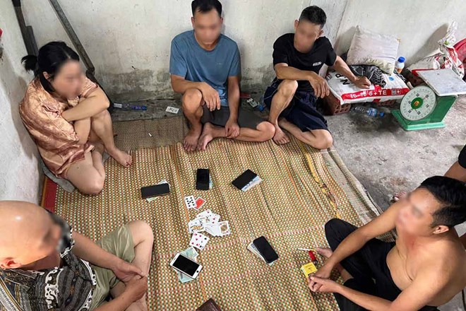 Bắt quả tang 5 đối tượng đánh bạc tại chòi trông vườn ở Quảng Ninh