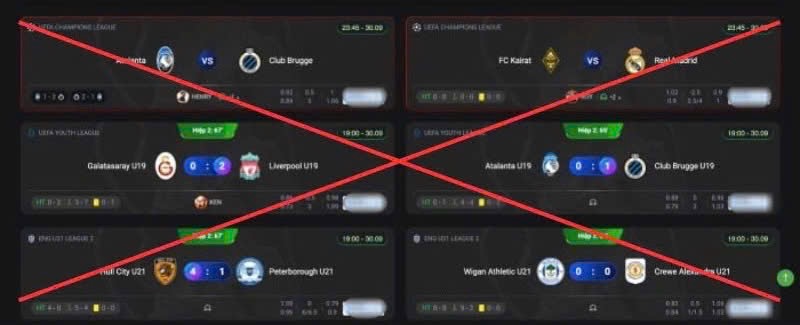 Hệ thống các đường link, trực tiếp lậu bị “ăn cắp” từ các nhà đài có bản quyền.
