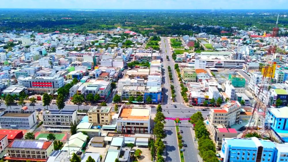 Một góc phường Cao Lãnh nhìn từ trên cao. Ảnh: Phong Linh.