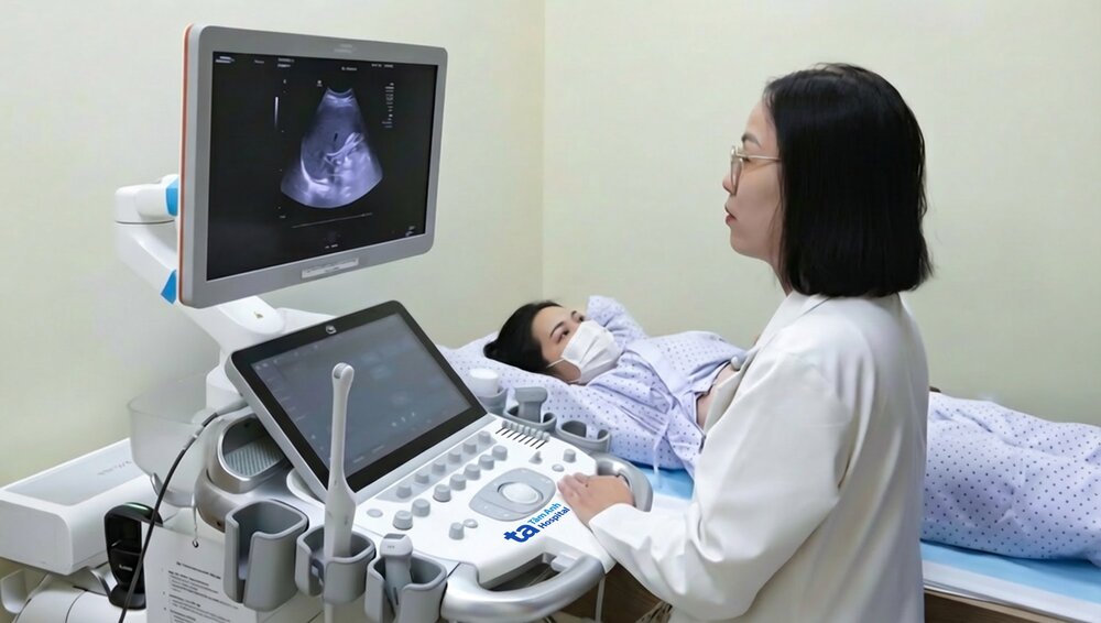 Hệ thống máy siêu âm cao cấp hiện đại hàng đầu thế giới Acuson Sequoia (Siemens, Đức) ứng dụng kỹ thuật siêu âm đàn hồi mô, đánh giá mức độ gan nhiễm mỡ, xơ hóa gan,... Ảnh: BVĐK Tâm Anh