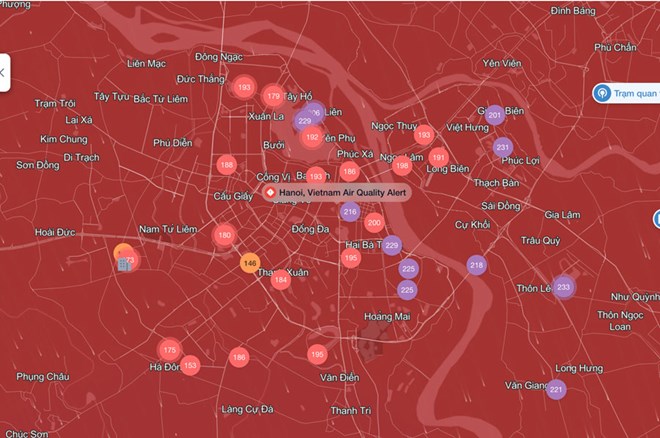 Không khí nhiều khu vực ở Hà Nội rất không tốt cho sức khỏe