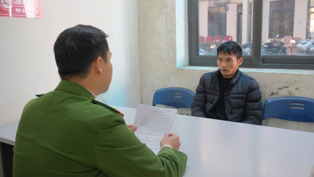 Đối tượng Hoàng Văn An tại cơ quan Công an