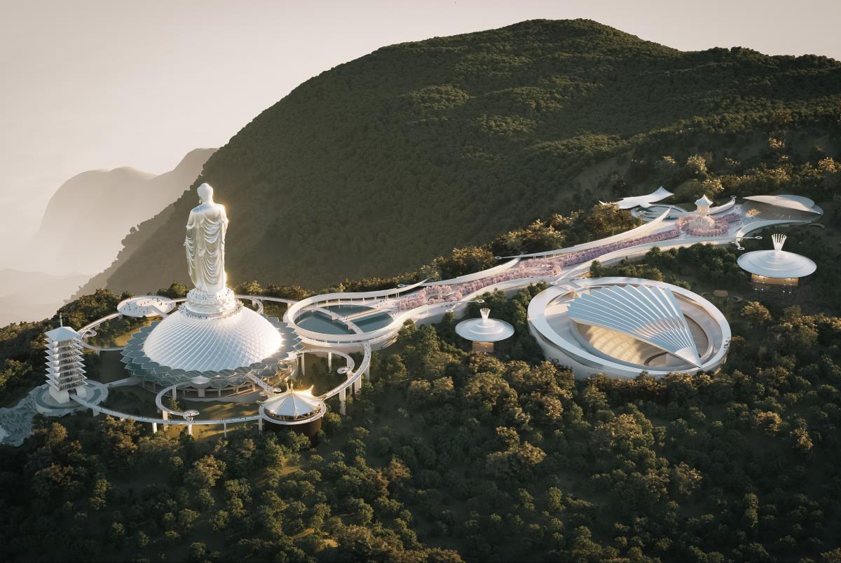 Phối cảnh dự án Quần thể du lịch tâm linh và di tích lịch sử Am Tiên. Ảnh: Tập đoàn Sun Group
