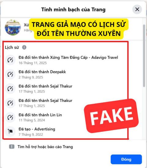 Tội phạm tạo các website, tài khoản Facebook, Fanpage (có cả Fanpage tích xanh) để giả mạo trang thông tin, hình ảnh của các cơ sở lưu trú uy tín. Ảnh: Bộ Công an