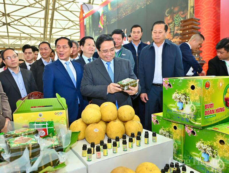 Ngay sau Lễ khai mạc, các đại biểu đã đi tham quan các gian trưng bày tại hội chợ. Ảnh: Nguyễn Nam