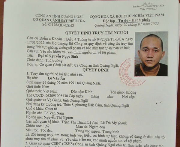 Nghi phạm Lê Văn Ân. Ảnh: Công an