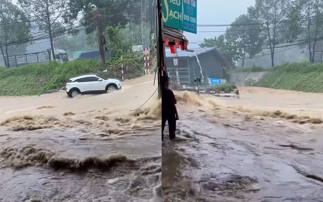 Lào Cai ngập cục bộ sau mưa lớn, nhiều tuyến đường chìm trong nước