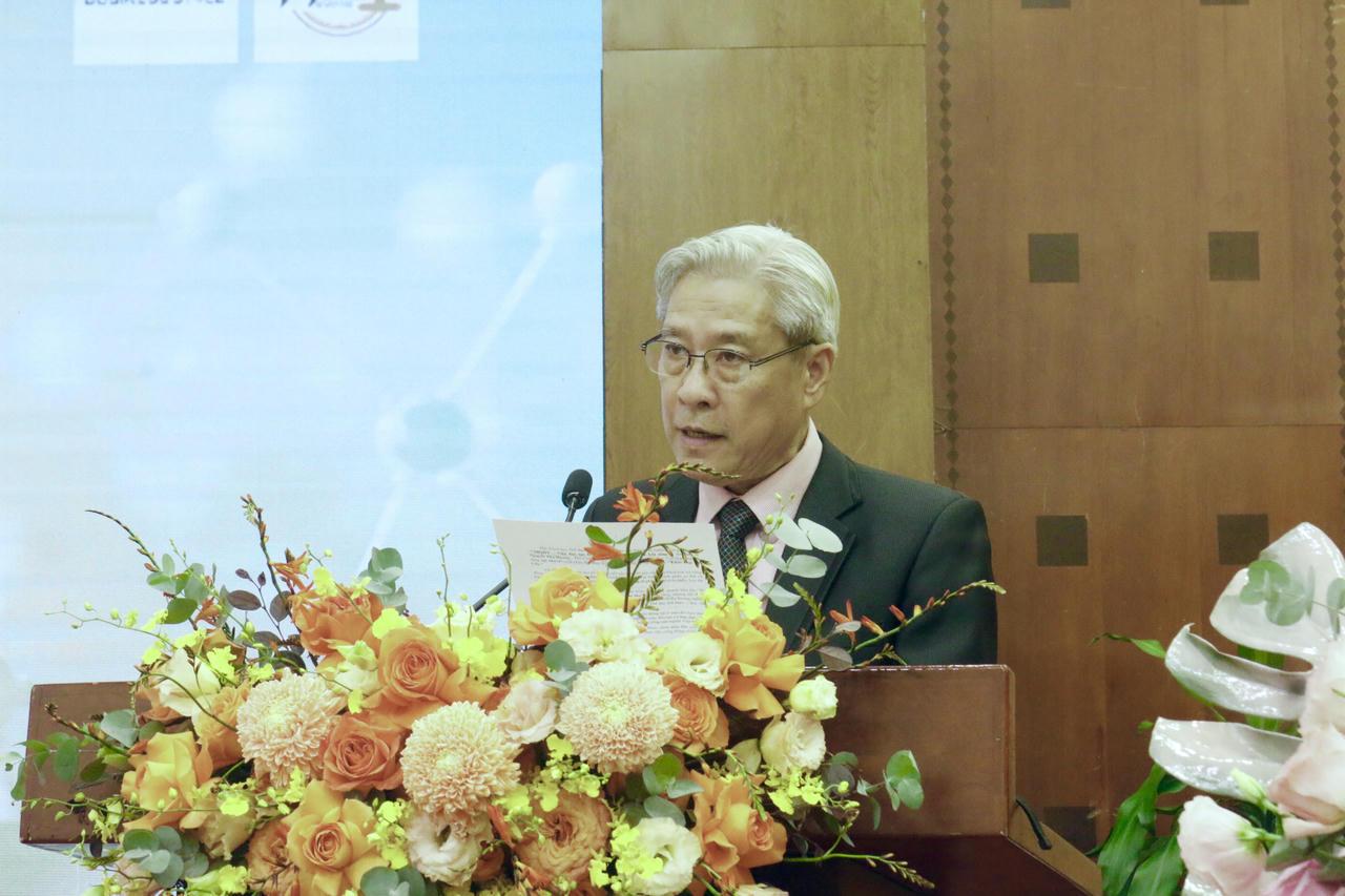 PGS.TS Lê Đức Chương, Chủ tịch Hội Khoa học Thể dục Thể thao Việt Nam phát biểu tại chương trình.