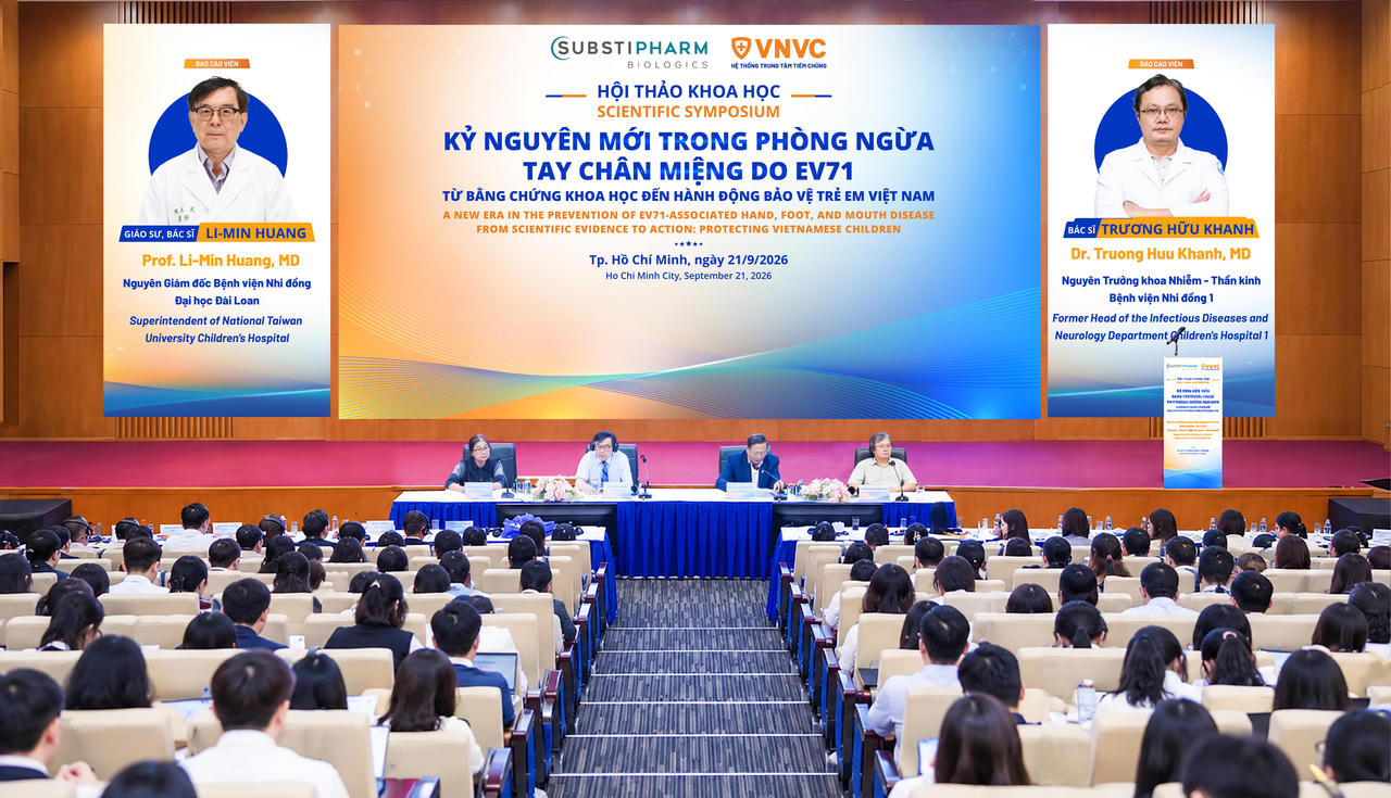 Hội thảo khoa học “Kỷ nguyên mới trong phòng ngừa tay chân miệng do EV71”cung cấp nhiều bằng chứng khoa học về hiệu quả bảo vệ trẻ sau tiêm vắc xin. Ảnh: VNVC