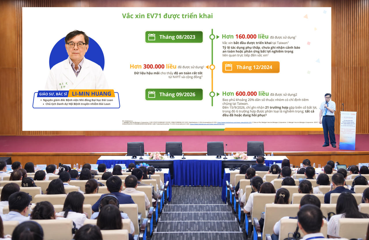 GS.BS Li-Min Huang chia sẻ, CDC Đài Loan chưa ghi nhận ca bệnh nặng do EV71 trong các năm 2024, 2025 và 2026. Ảnh: Mộc Thảo